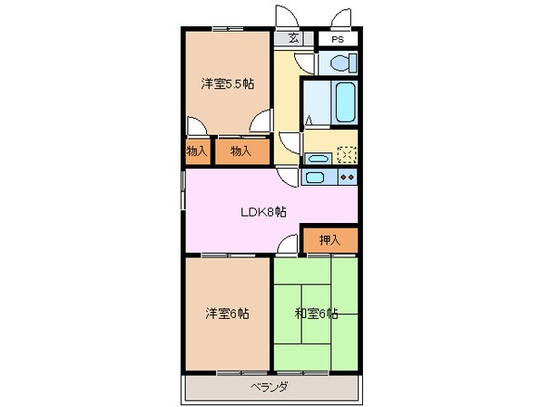 赤堀駅 徒歩8分 3階の物件間取画像